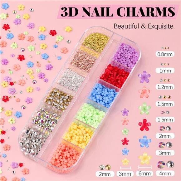 3D Nail Charms, Manicure Kit with Nail Rhinestone Glue Gel (UV Curing),Butterfly - Picture 4 of 8
